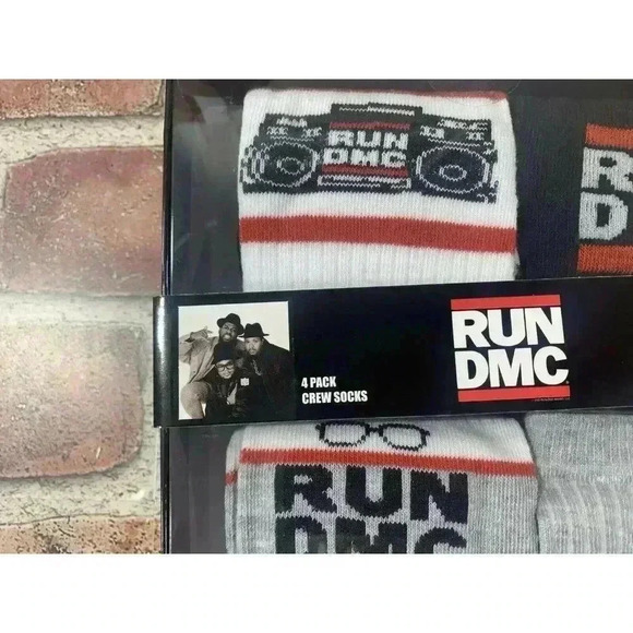 New Men’s Hip Hop Group Run Dmc 4 pack crew socks 10-13 - Picture 3 of 5